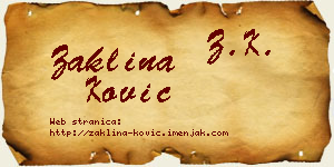 Žaklina Ković vizit kartica